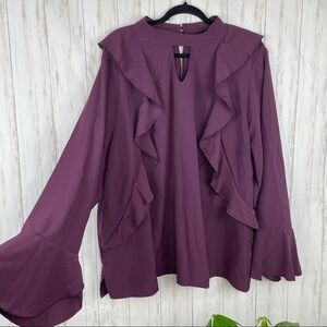 Eloquii purple ruffle blouse